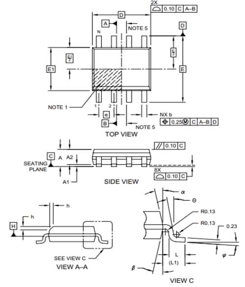Mechanical Drawing - Microchip Technology 2-Mbit SST26VF020A NOR Flash